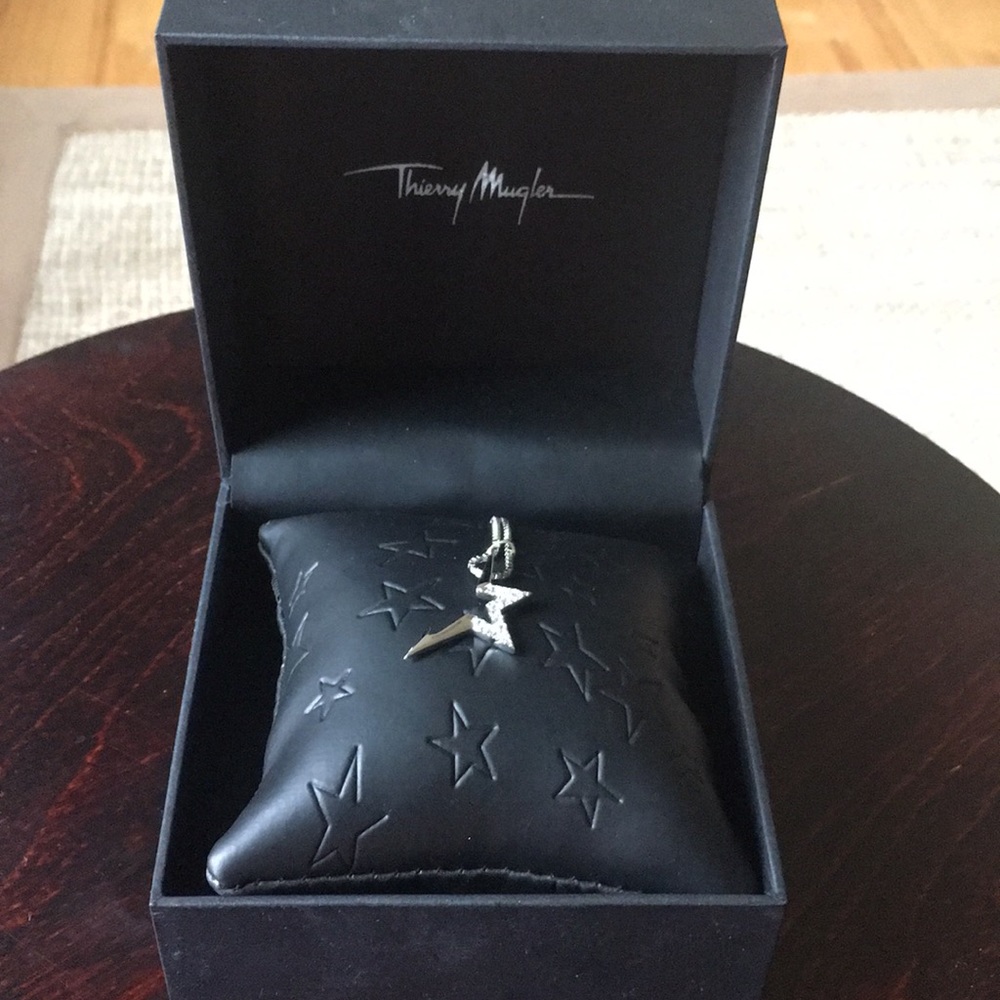 Thierry Mugler silver half star necklace